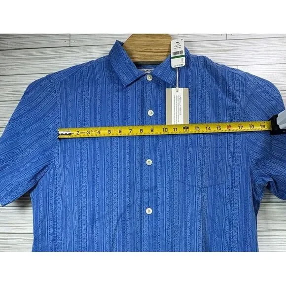 NWT‎ Men's Tommy Bahama Hawaiian Silk Shirt Sz Lg Salt Island Stripe Topaz Blue